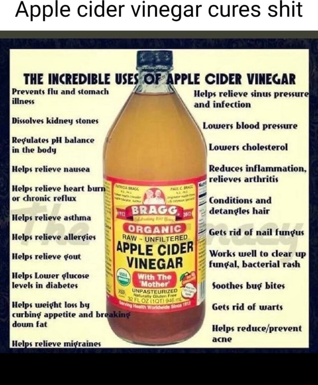 Apple cider vinegar cures snit THE INCREDIBLE USES Prevents flu and