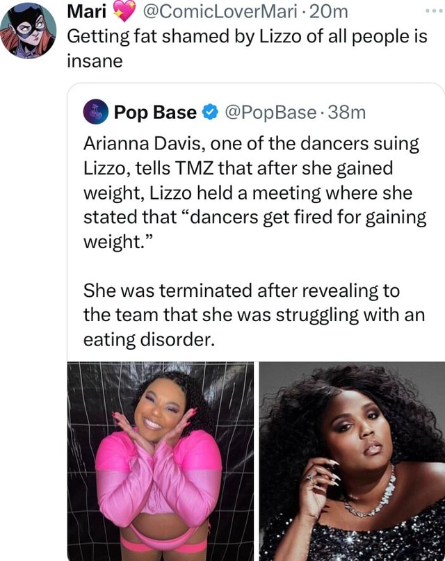 Mari Yy Comiclovermari Getting Fat Shamed By Lizzo Of All People Is