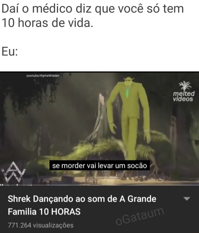 Shrek Dançando ao som de A Grande Familia 10 HORAS Médico- Você só tem 10  horas de vida. [aim - Médico- Você só tem 10 horas de vida. Eu: - iFunny  Brazil