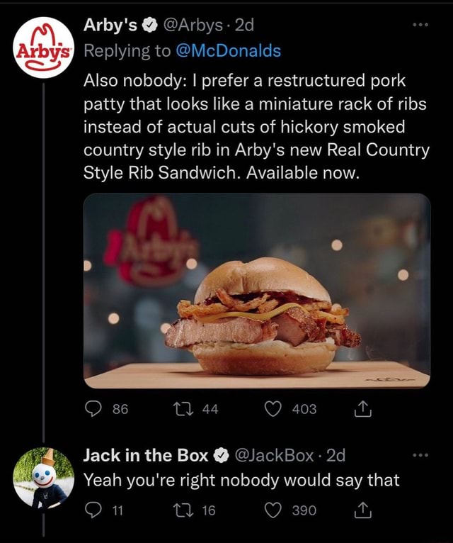 Savage Jack - Arby's @ @Arbys Replying to @McDonalds Also nobody: I ...