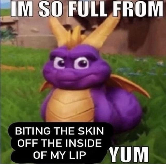 IM FULL FROM BITING THE SKIN OFF THE INSIDE ofmyLip YUM - iFunny