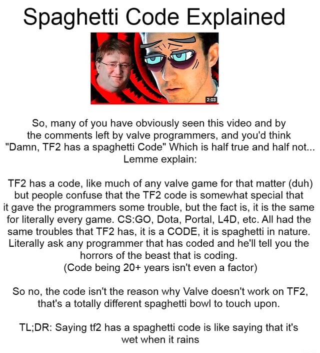 Spaghetti Code Explained So, many of you have obviously seen this video and by the comments left