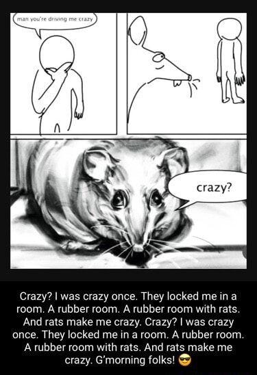 Crazy? I was crazy once. They locked me in a room. A rubber room