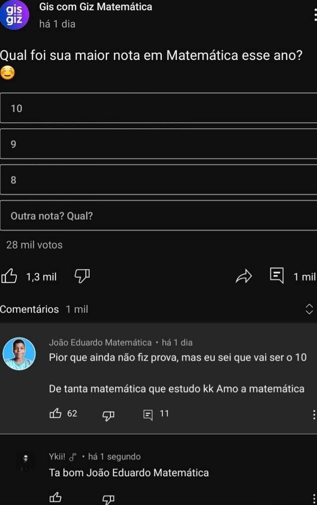 Matemática Gis com Giz - E aí? Sabe a resposta? Deixe nos