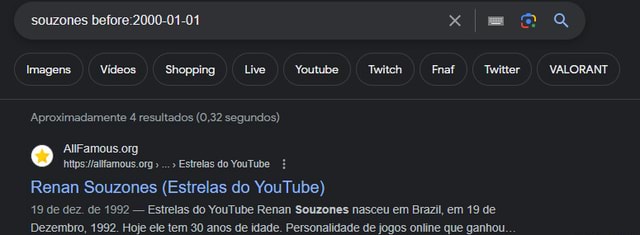 Souzones before-2000-01-01 x Imagens Vídeos Shopping Live I  Twitch  Fnaf Twitter VALORANT Aproximadamente 4 resultados (0,32 segundos) or.  Estrelas do  Renan Souzones (Estrelas do ) 19 de dez. de 1992  - Estrelas do