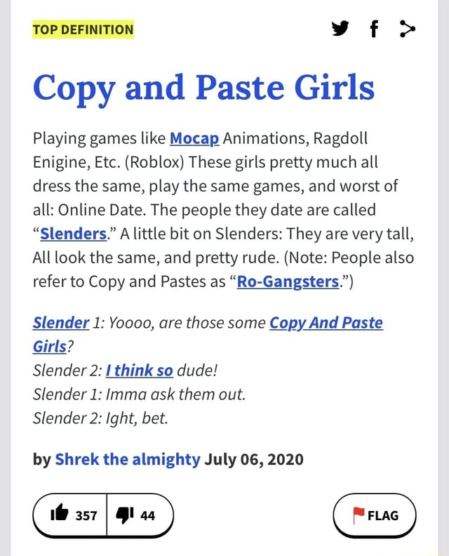 TOP DEFINITION vf > Copy and Paste Girls Playing games like Mocap  Animations, Ragdoll Enigine, Etc. (Roblox)