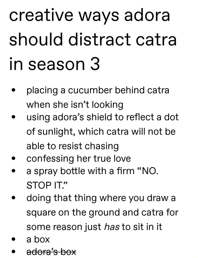 Creative ways adora should distract catra in season 3 placing a