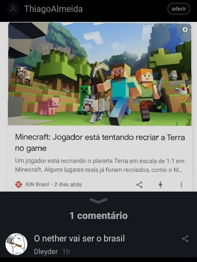 Minecraft: Jogador está tentando recriar o planeta Terra dentro do