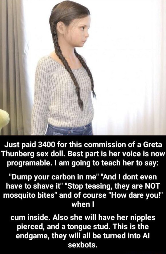 Just paid 3400 for this commission of a Greta Thunberg sex doll