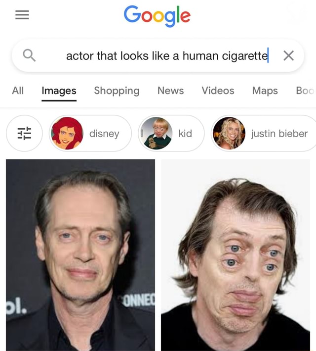 Human cigarette Steve Buscemi Google actor that looks like a