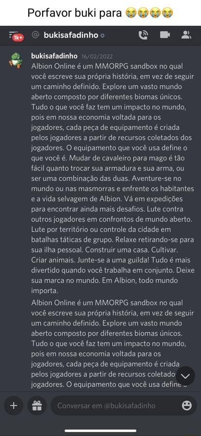 Albion Online é um MMORPG SandBox em que você escreve sua própria história,  Invés de seguir um caminho pré-determinado. Explore um vasto mundo aberto  que consiste de 5 ecosistemas únicos. Tudo que