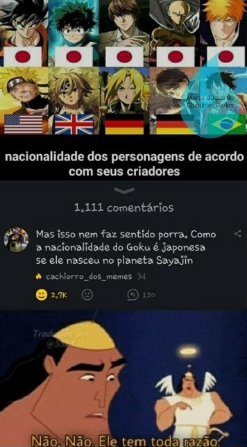 Qual as nacionalidades dos personagens