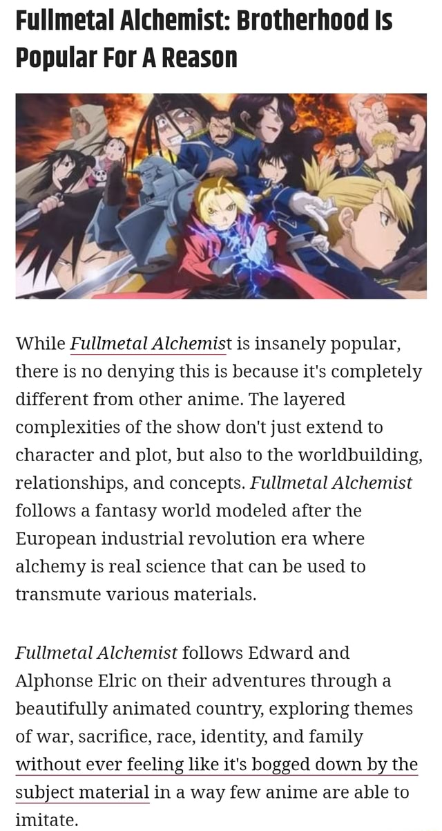 Top 5 Reasons Why I love “Fullmetal Alchemist: Brotherhood