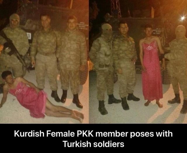 Kurdish Female Pkk Member Poses With Turkish Soldiers Kurdish Female