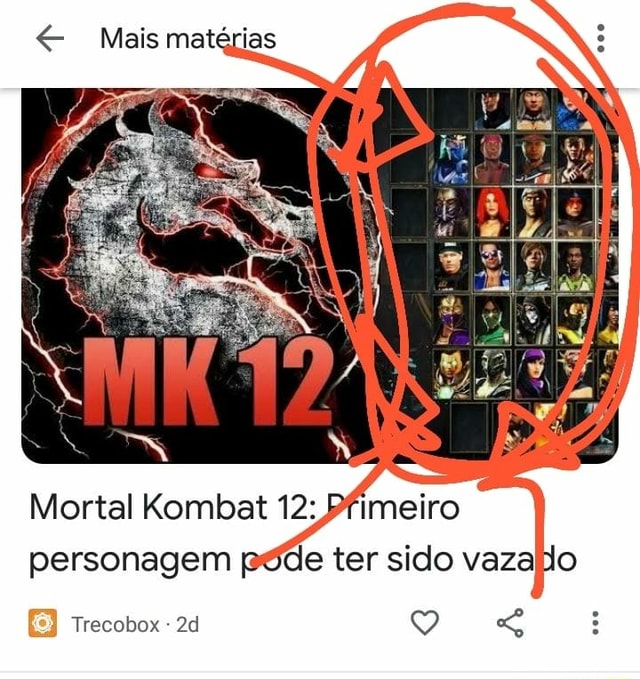 Mais matérias : Mortal Kombat 12: Pfimeiro personagem pgde ter sido vaza  Trecobox - iFunny Brazil