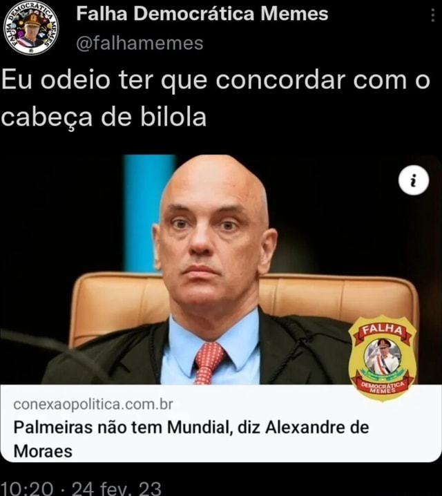 Moraes diz que Palmeiras não tem mundial durante sessão do STF