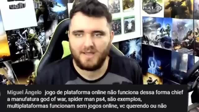 Miguel Ângelo jogo de plataforma online não funciona dessa forma chief a  manufatura god of war, spider man ps4, são exemplos, - iFunny Brazil