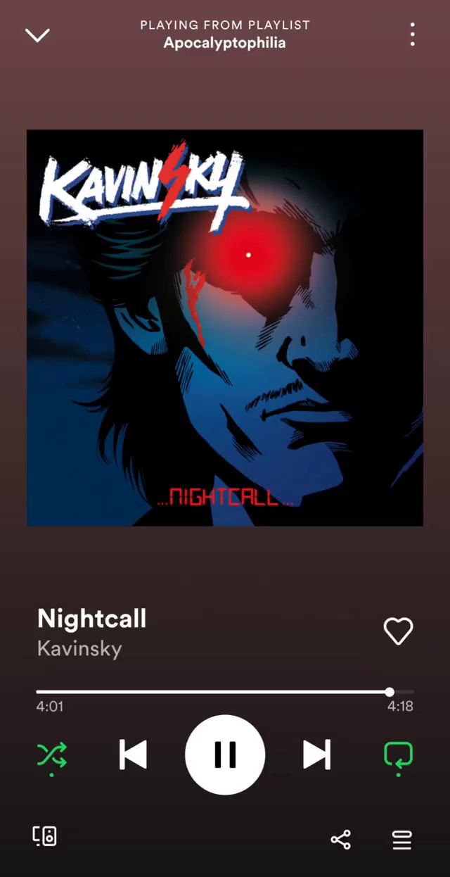 PLAYING FROM PLAYLIST Apocalyptophilia Nightcall Kavinsky - iFunny Brazil