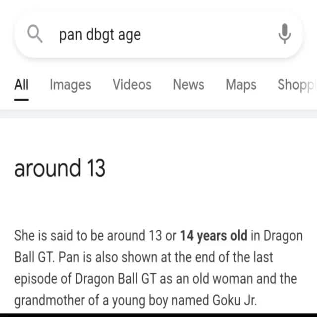 How Old is Pan  Dragon Ball Code 