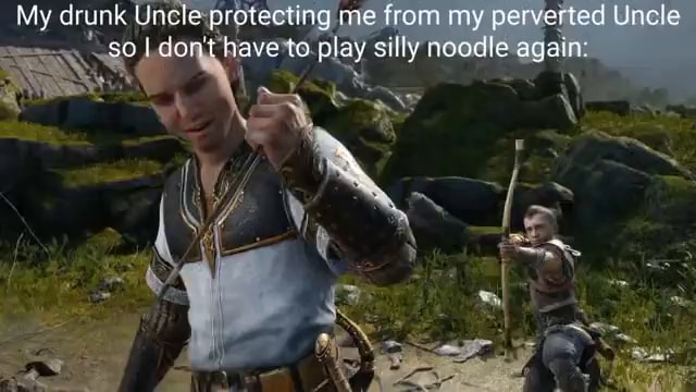 My drunk Unele protecting me from my perverted Uncle sol dont haye te play silly noodle again - iFunny