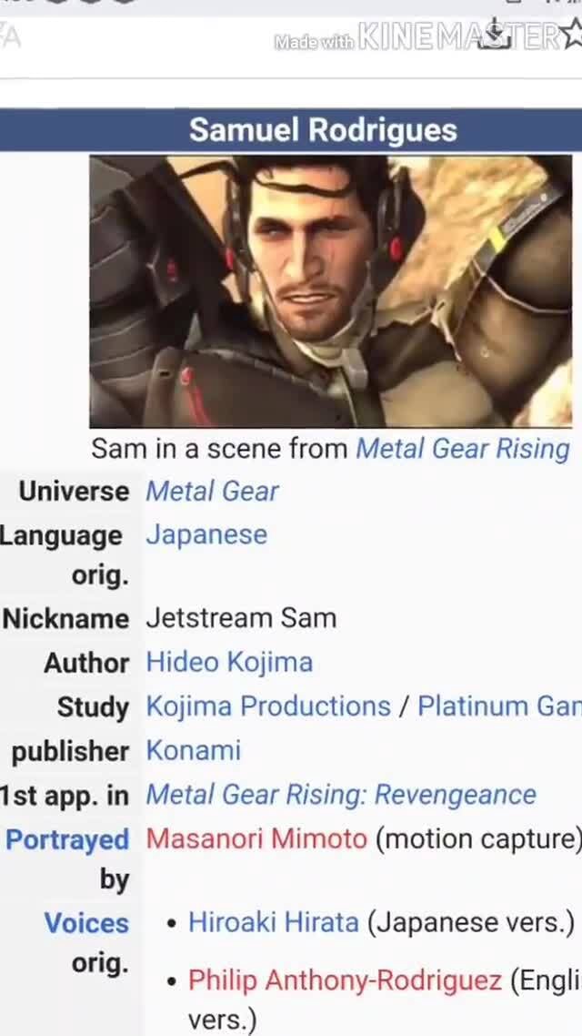 Your Fave Is Brazilian (readthe fixado thread ca-) on X: Samuel Rodrigues  (Jetstream Sam) from Metal Gear Rising: Revengeance is Brazilian!²   / X