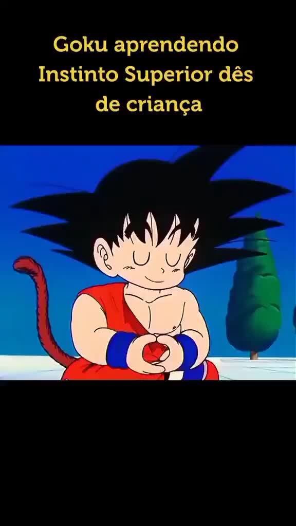 Arte imagina Goku criança com Instinto Superior