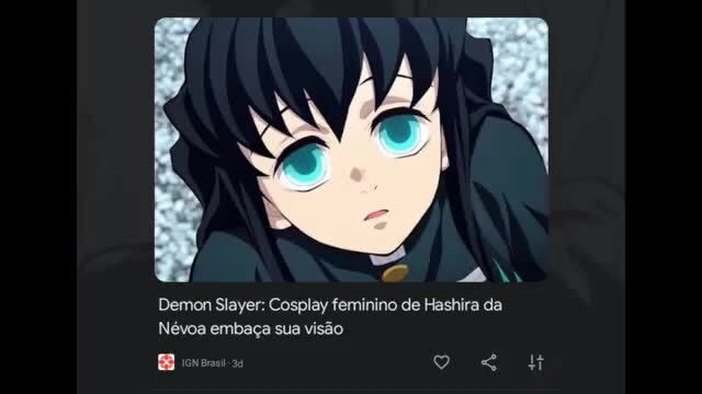 Demon Slayer: Cosplay feminino de Hashira da Névoa embaça sua visão