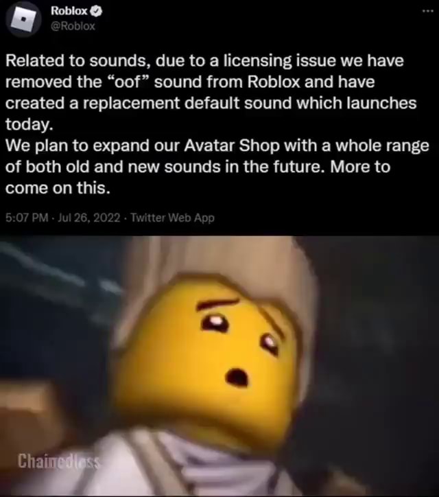 Signature Roblox Oof Sound Effect Removed Due To A Licensing