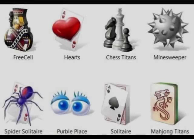 FreeCell Hearts Chess Titans Minesweeper Spider Solitaire Purble